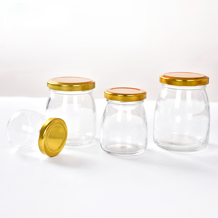 50ml 75ml 100ml 150ml 200 ml de frascos de vidrio pequeño para budín Vogutor de miel con tapas de tornillo