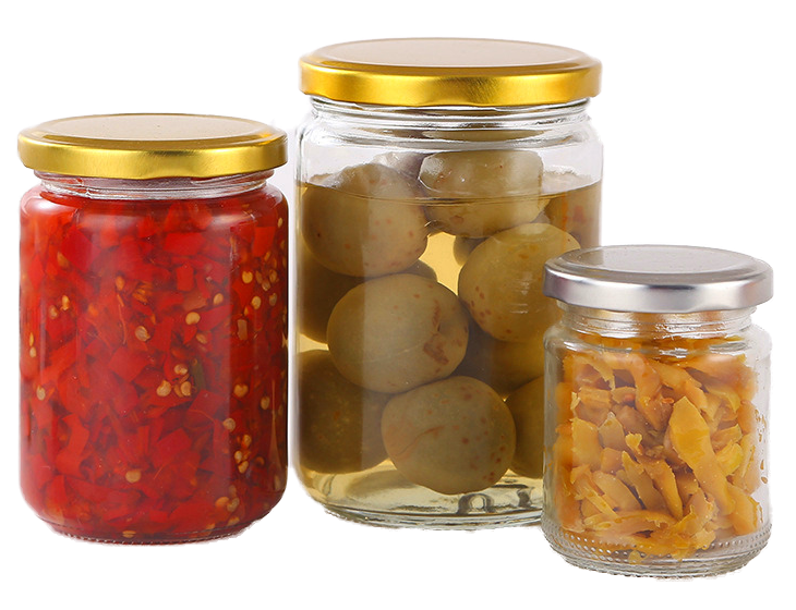 Venta caliente al por mayor 120ml 150ml 350ml Jar de vidrio de 500 ml para paquete de alimentos Almacenamiento de mermelada de miel con tapas de metal