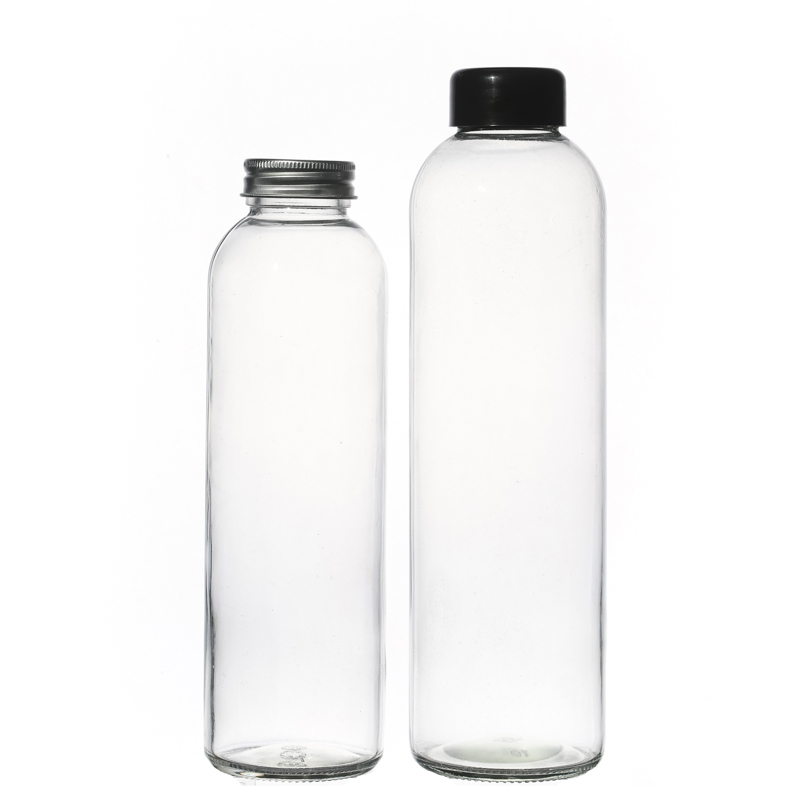 Fábrica OEM OEM 500ml 750 ml Botella de agua portátil Botellas redondas de vidrio