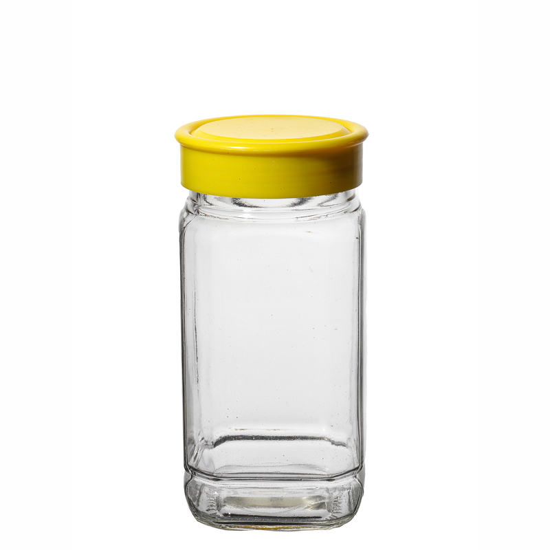 Precio de fábrica 350 ml 670 ml de jarras de miel de vidrio cuadrado con tapa de plástico