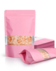 KDG Stand Up Colorfle Kraft Paper Bolss con bolsas de almacenamiento de alimentos con bloqueo de cremallera de ventana mate para productos de empaque reutilizables