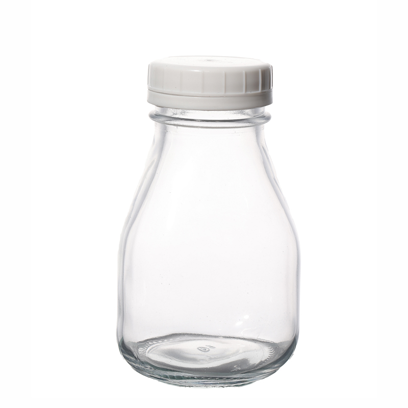 Vidrio vacío de 350 ml de botellas de leche botellas Venta calientes con tapas de plástico