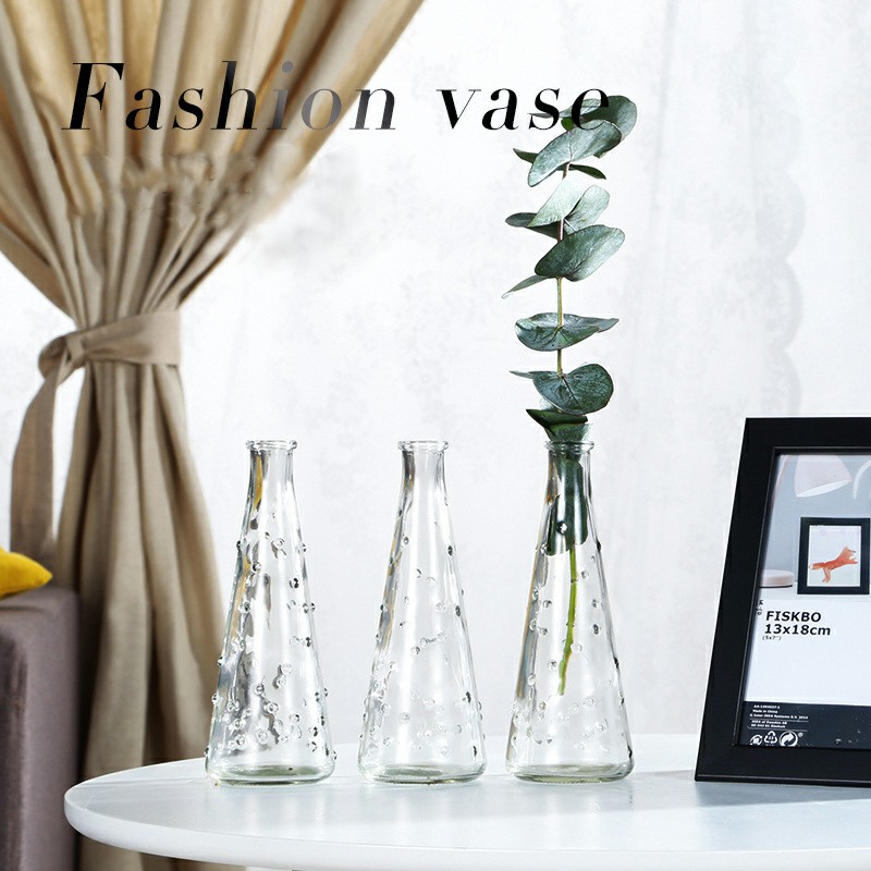 Conos de decoración del hogar 200 ml Diseño Jarrón de botellas de vidrio Flint para flor