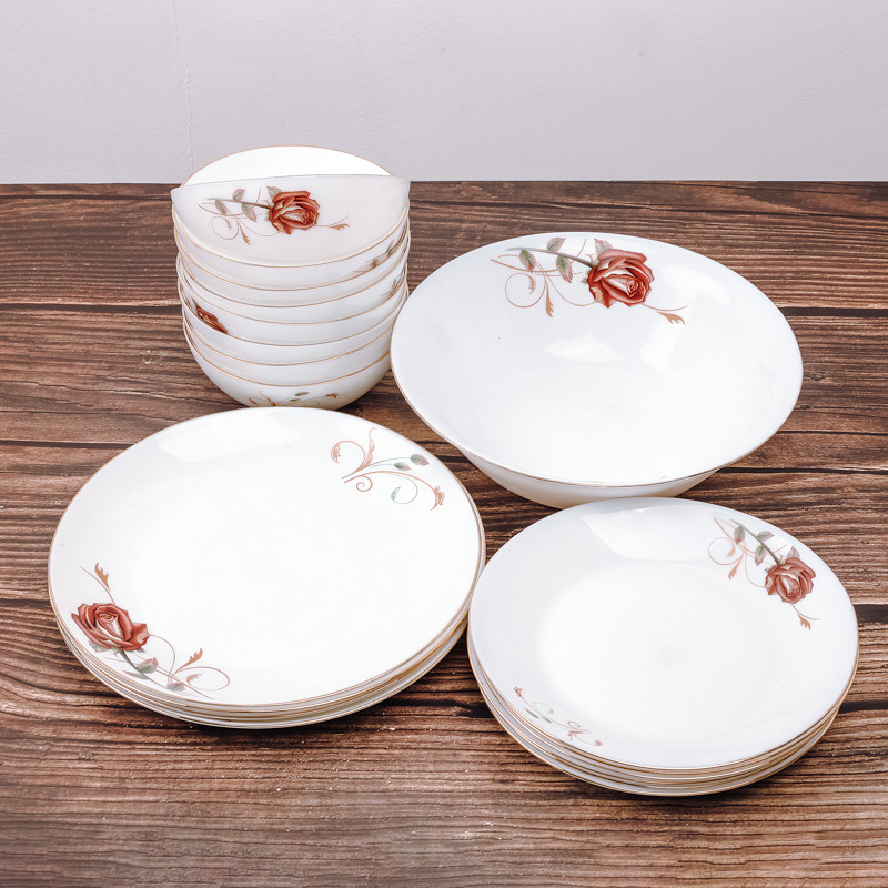 Tazón redondo de cerámica y placas de cerámica de porcelana cola de porcelana