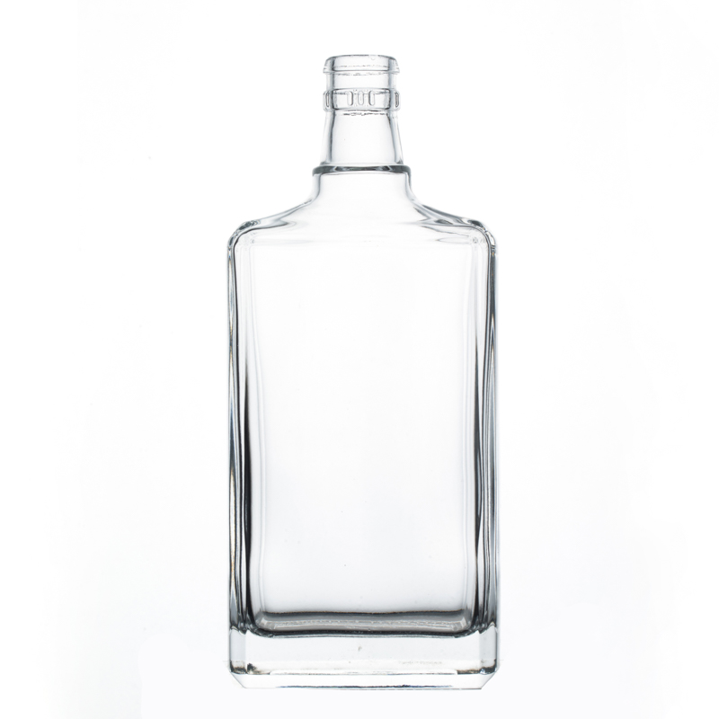 Flint Crystal vacío de 500 ml de botellas de licor de vidrio forma cuadrada