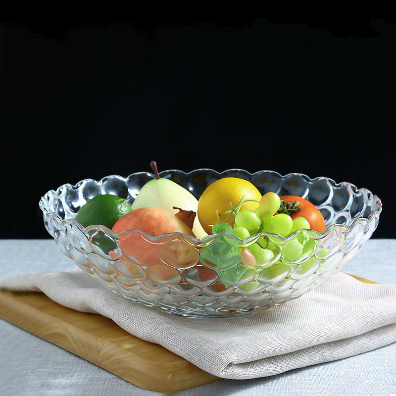 Platos de fruta de vidrio redondo de 9 pulgadas platos de dulces decoración del hogar
