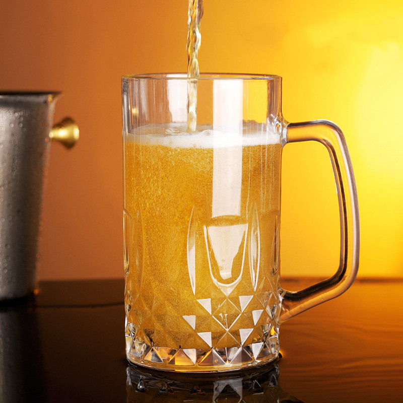 Proveedor de KDG 600ml Gases grandes de cerveza Copas de consumo de cristal con mango
