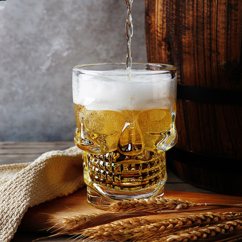 Tazas de cerveza transparentes para beber en forma de cráneo para casa y cocina