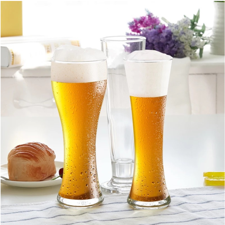Diseño delgado Estilo de lujo 350 ml Copas de bebidas heladas de vidrio de cerveza 