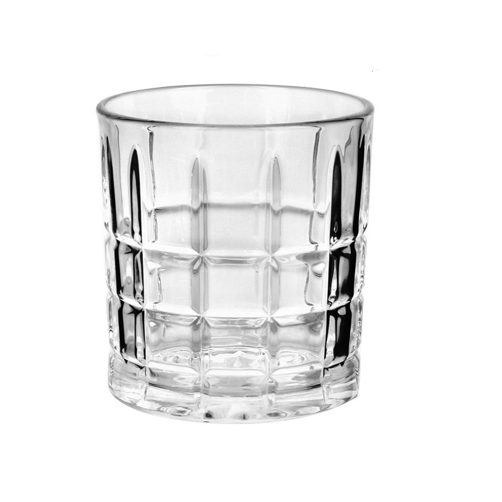 360 ml Venta caliente Diseño a cuadros Copas de licor de vidrio de cristal