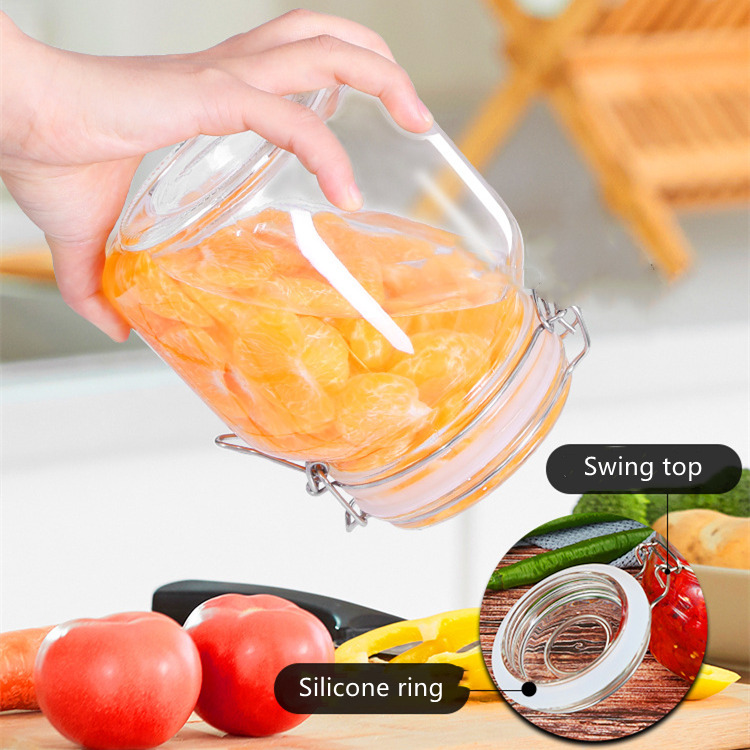 Glass Kitchenware 450ml 750ml Jares de vidrio de envasado de alimentos con tapa de sellado