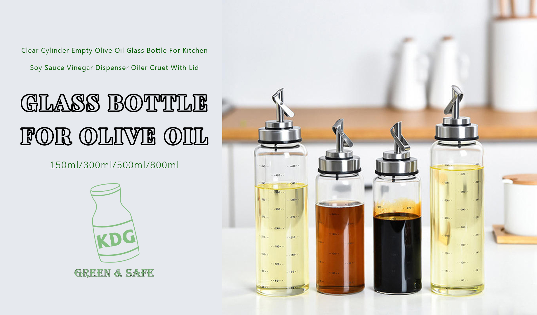 Dispensador de vinagre de aceite de vidrio