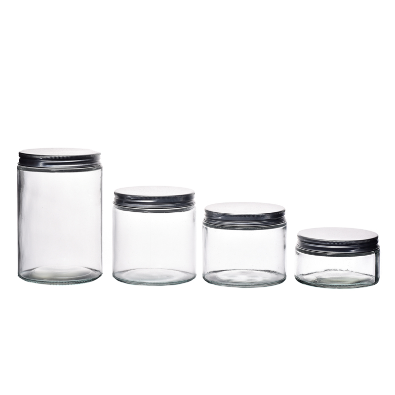 Jarra de vidrio de cilindro de flint 500 ml con tapas de tornillo para mermelada de almacenamiento de alimentos