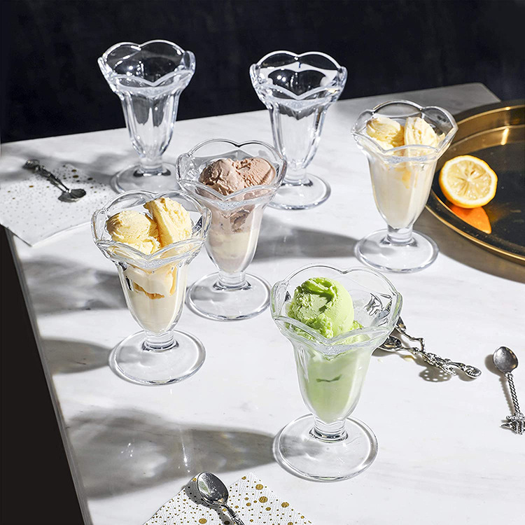 Tazas de vidrio nórdicas de 6 oz para uso en restaurantes de leche de jugo de helado