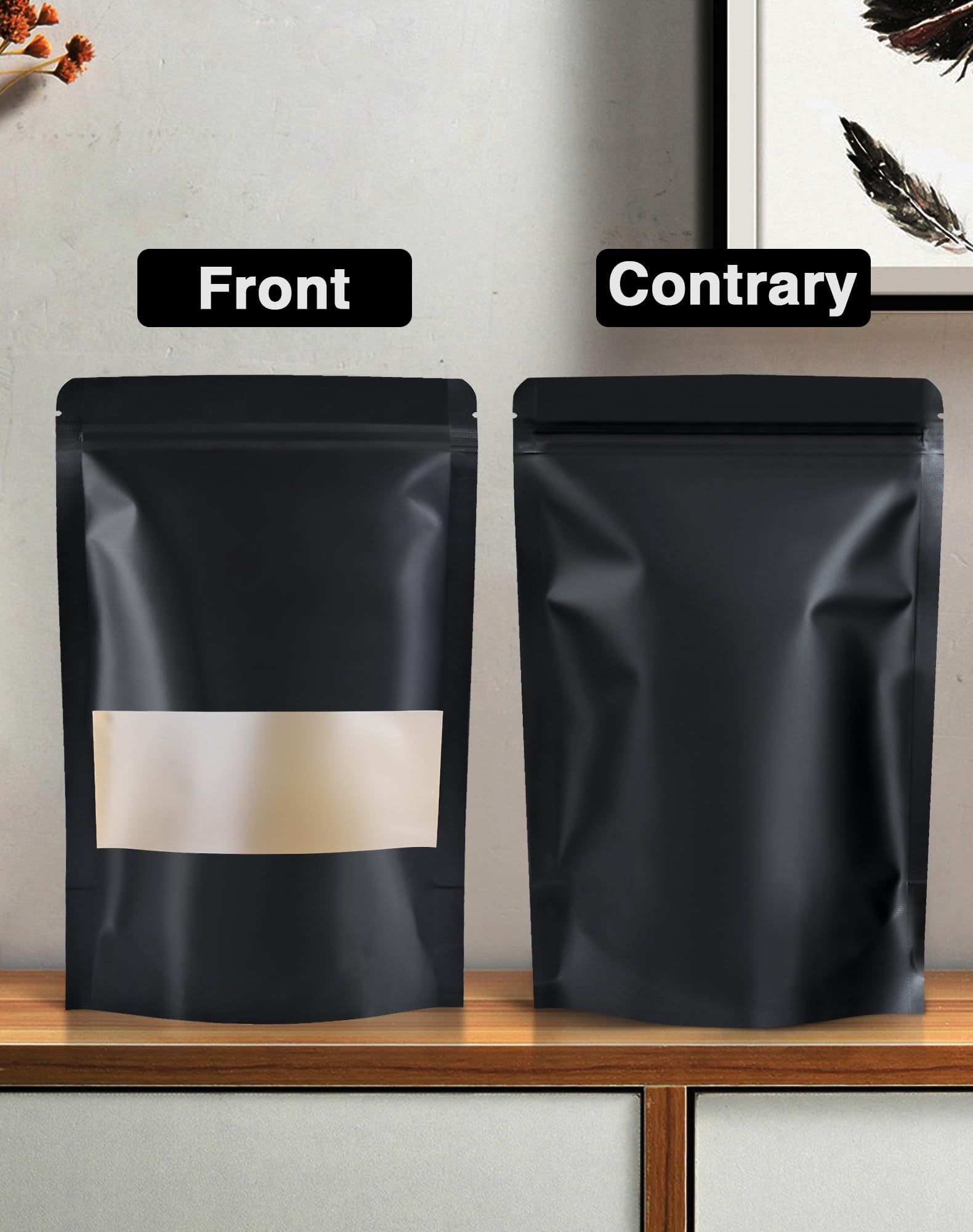 Bolsas resellables de KDG de pie Bolsas de papel Kraft con bolsas de almacenamiento de alimentos con cerradura de ventana mate para productos de empaque reutilizables