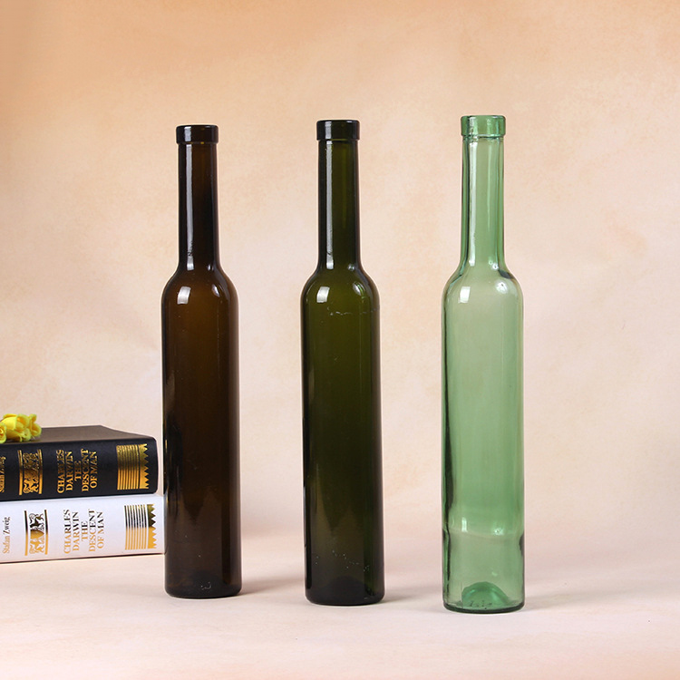 200 ml 375 ml de botellas de vino de vidrio delgado en diferentes colores