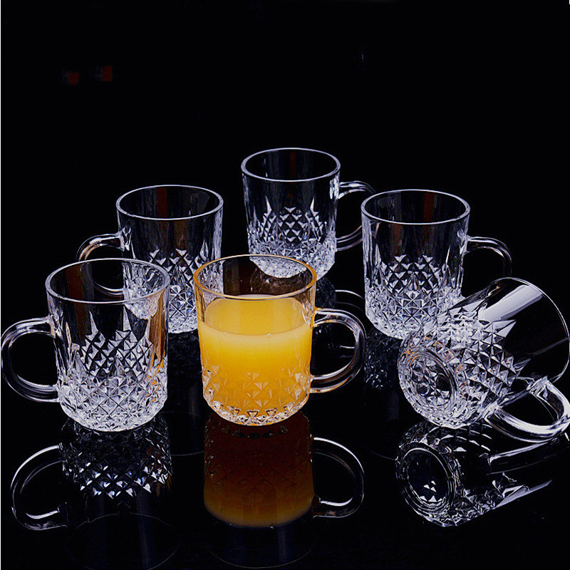 Diseño de diamantes Cristal Glass Tazas de café 8 oz