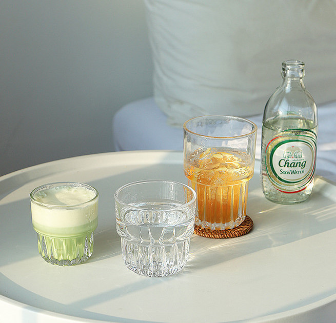 Diseño elegante de bebidas de agua de cristal Copa de 250 ml de tazas para beber para el almuerzo 