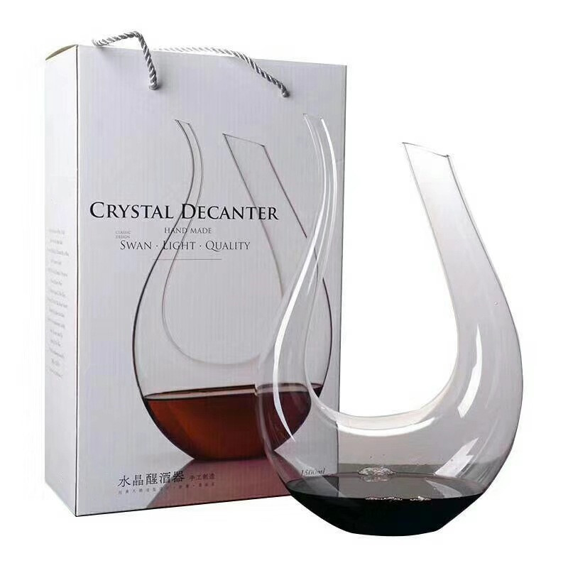 Decantador de vino de vidrio soplado a mano de cristal único de estilo de lujo