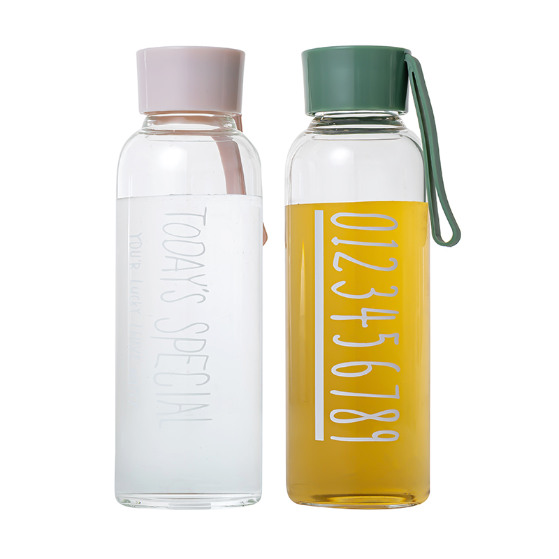 Botellas de agua de vidrio de 450 ml con logotipo personalizado para jugo