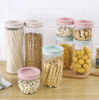 Jares de vidrio de embalaje de almacenamiento de alimentos con tapas de plástico