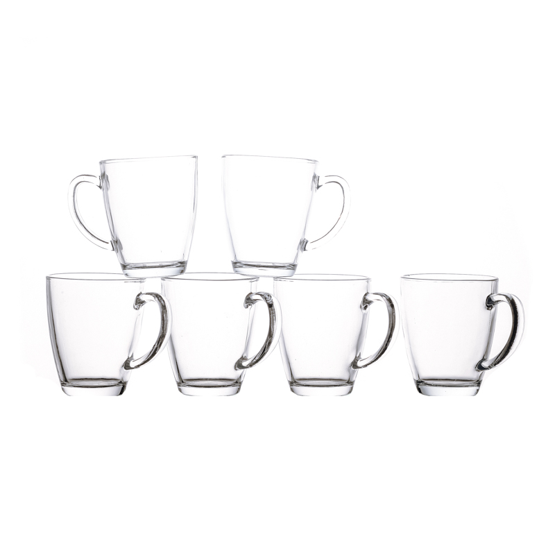 Tazas de leche de café de taza transparente de vidrio de diseño nórdico de 320 ml con asa