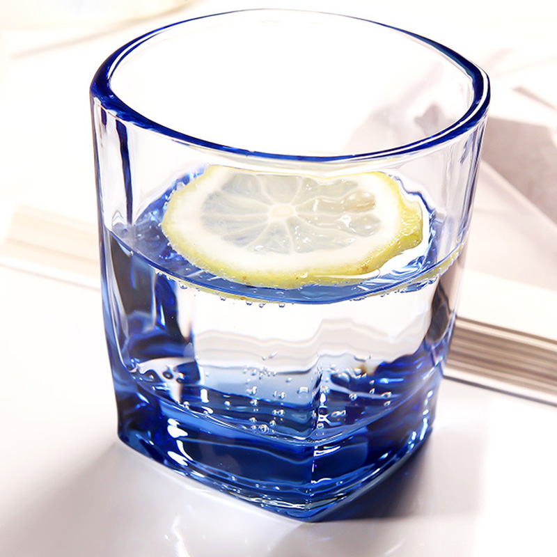 Cazas de agua cuadradas 180 ml de vidrio de 300 ml en colores morados azules