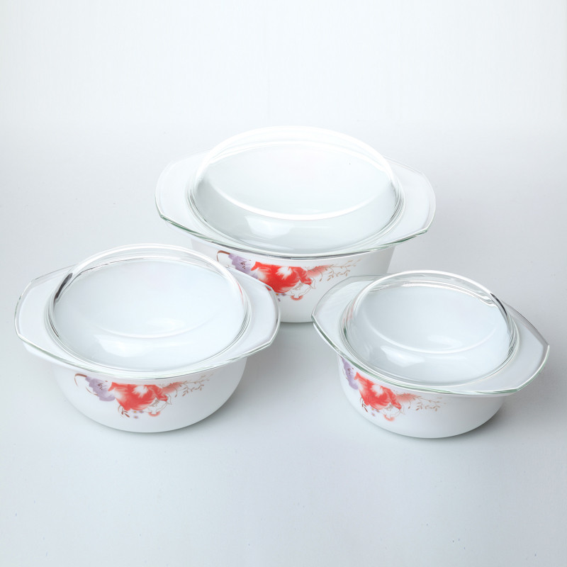 Tazones de sopa redondos tazón de cerámica con tapa transparente mantenga fresca