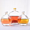 Botella de vidrio redonda plana 250 ml para liquor whisky kdg cristalería