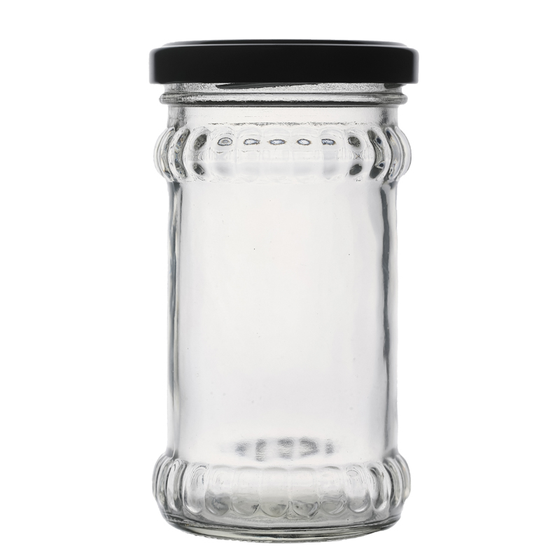 Al por mayor 200 ml 220ml 280 ml de jarras rectas rectas de vidrio empaquetado de alimentos jarras de vidrio frascos de vidrio con fabricante de tapa