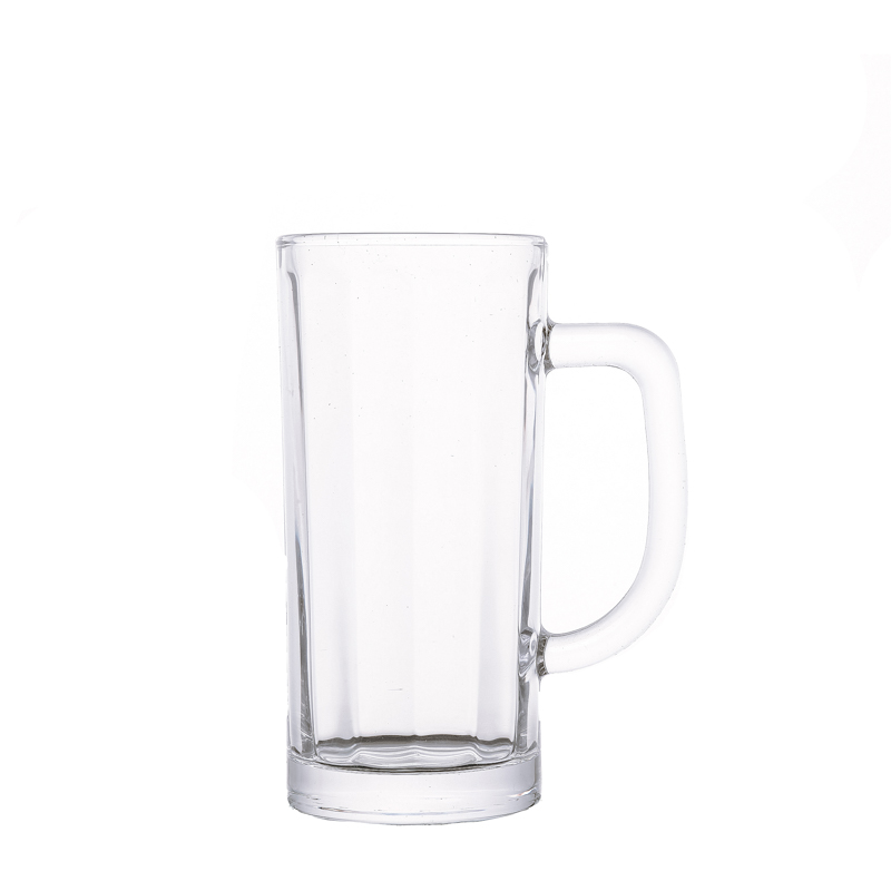 Vasos de agua de vidrio normal Botellas de leche Vaso de bebida de vidrio de 320 ml con asa