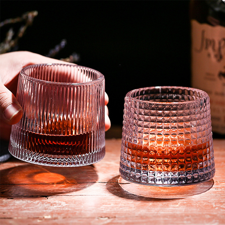 Vasas de 5 oz de vidrios de whisky de diamante Copa giratoria de cristal vidrio transparente