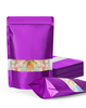 KDG Stand Up Colorfle Kraft Paper Bolss con bolsas de almacenamiento de alimentos con bloqueo de cremallera de ventana mate para productos de empaque reutilizables